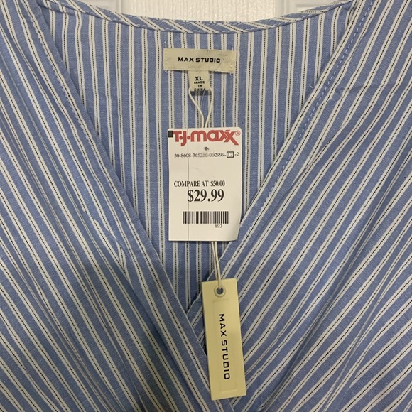 blue elastic waist stripe dress - Picture 2 of 2